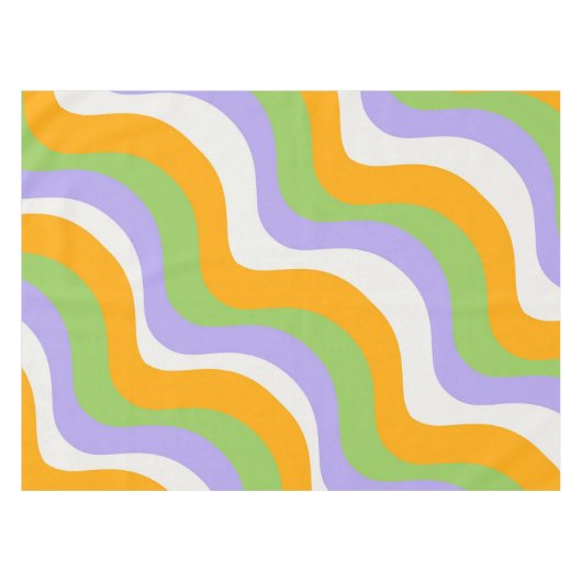 Retro Wave Groovy Curl Layer Abstract Y2K-patroon Tafelkleed (Voorkant (Horizontaal))