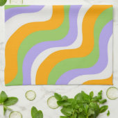 Retro Wave Groovy Curl Layer Abstract Y2K-patroon Theedoek (Gevouwen)