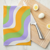 Retro Wave Groovy Curl Layer Abstract Y2K-patroon Theedoek (Quarter Fold)