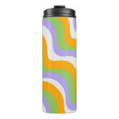 Retro Wave Groovy Curl Layer Abstract Y2K-patroon Thermosbeker (Voorkant)