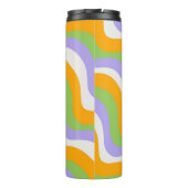Retro Wave Groovy Curl Layer Abstract Y2K-patroon Thermosbeker (Achterkant)