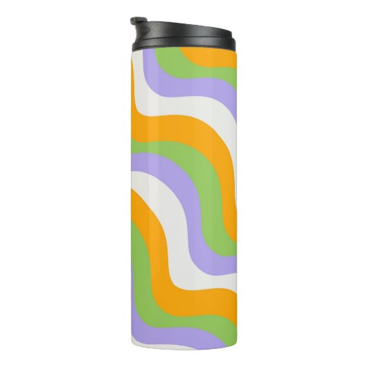 Retro Wave Groovy Curl Layer Abstract Y2K-patroon Thermosbeker (Geroteerd rechts)