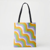 Retro Wave Groovy Curl Layer Abstract Y2K-patroon Tote Bag (Voorkant)