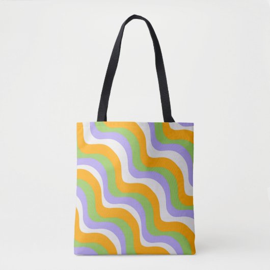 Retro Wave Groovy Curl Layer Abstract Y2K-patroon Tote Bag (Voorkant)