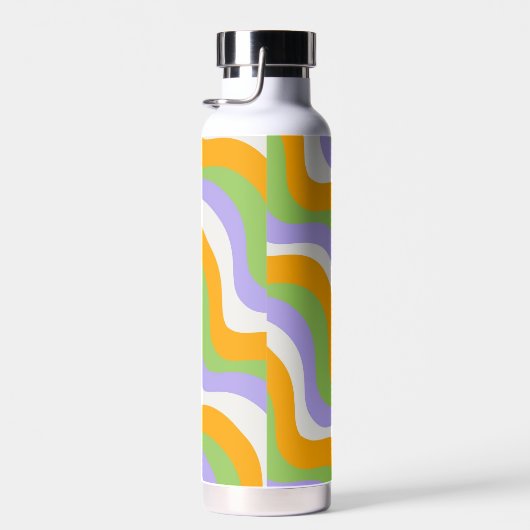 Retro Wave Groovy Curl Layer Abstract Y2K-patroon Waterfles (Rechts)