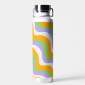 Retro Wave Groovy Curl Layer Abstract Y2K-patroon Waterfles (Achterkant)