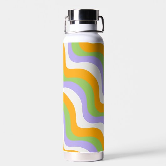 Retro Wave Groovy Curl Layer Abstract Y2K-patroon Waterfles (Achterkant)