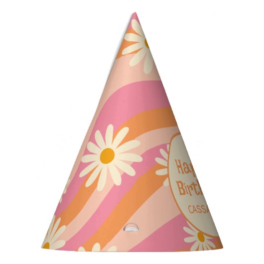 Retro Wave Groovy Daisy Kleurrijke Party Pet Feesthoedjes (Links)