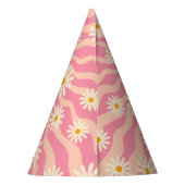 Retro Wave Groovy Daisy Kleurrijke Party Pet Feesthoedjes (Achterkant)