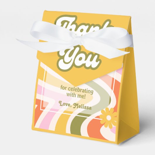 Retro Wave Groovy Flower Green 40e verjaardag Bedankdoosjes (Voorkant Zijde)