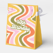 Retro Wave Groovy Flower Green 40e verjaardag Bedankdoosjes (Achterkant)