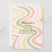 Retro Wave Groovy Flower Green 40e verjaardag Kaart (Achterkant)