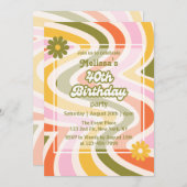 Retro Wave Groovy Flower Green 40e verjaardag Kaart (Voorkant / Achterkant)