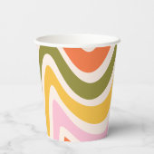 Retro Wave Groovy Flower Green 40e verjaardag Papieren Bekers (Achterkant)