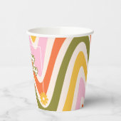 Retro Wave Groovy Flower Green 40e verjaardag Papieren Bekers (Links)