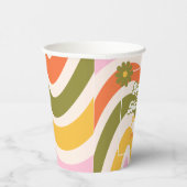 Retro Wave Groovy Flower Green 40e verjaardag Papieren Bekers (Rechts)
