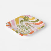 Retro Wave Groovy Flower Green 40e verjaardag Papieren Bordje (Gebogen)