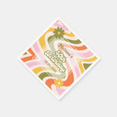 Retro Wave Groovy Flower Green 40e verjaardag Servet (Hoek)