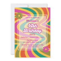 Retro Wave Groovy Flower Paarse 40e verjaardag