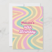 Retro Wave Groovy Flower Paarse 40e verjaardag Kaart (Achterkant)