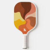 Retro Wave Kleurrijke Pastel Modern Monogram Pickleball Paddle (Achterkant)