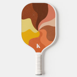 Retro Wave Kleurrijke Pastel Modern Monogram Pickleball Paddle