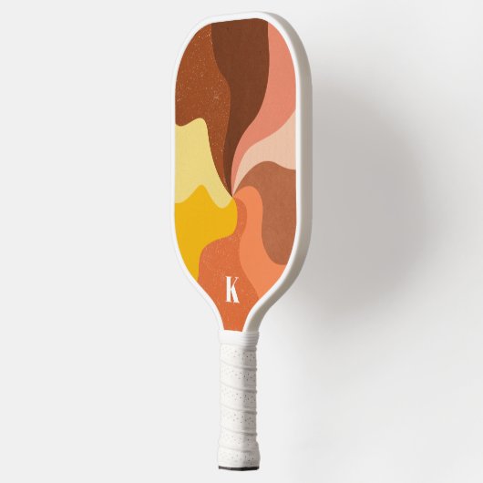 Retro Wave Kleurrijke Pastel Modern Monogram Pickleball Paddle (Links)