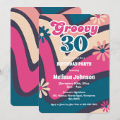 Retro Wave Madeliefjes Groovy 30e Bubblegum Verjaa Kaart (Voorkant / Achterkant)