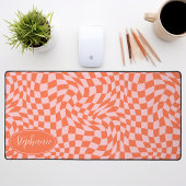 Retro Wave: Modern golvend Sinaasappel roze dambor Bureaumat