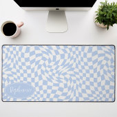 Retro Wave: Modern Wavy Blauw dambord Bureaumat