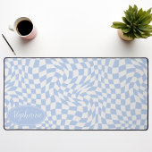 Retro Wave: Modern Wavy Blauw dambord Bureaumat