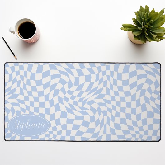 Retro Wave: Modern Wavy Blauw dambord Bureaumat