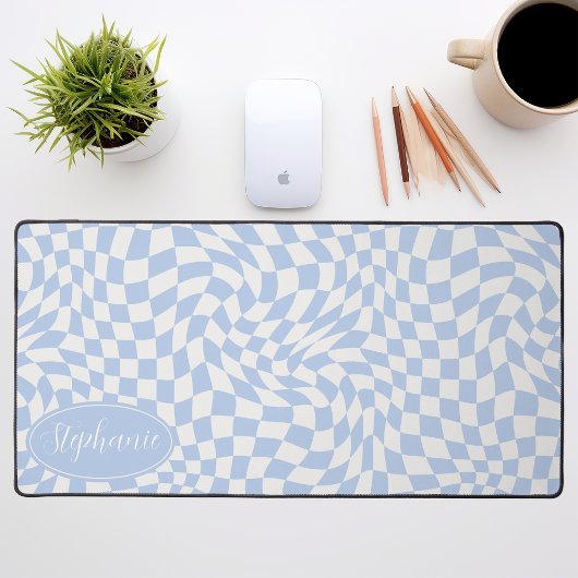 Retro Wave: Modern Wavy Blauw dambord Bureaumat