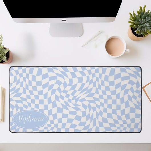 Retro Wave: Modern Wavy Blauw dambord Bureaumat