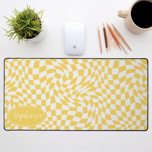 Retro Wave: Modern Wavy geel dambord Bureaumat