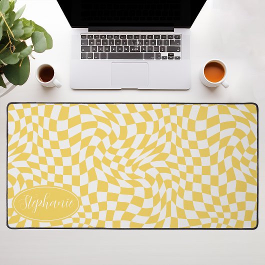 Retro Wave: Modern Wavy geel dambord Bureaumat