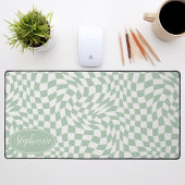 Retro Wave: Modern Wavy Mint Groen dambord Bureaumat