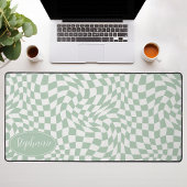 Retro Wave: Modern Wavy Mint Groen dambord Bureaumat