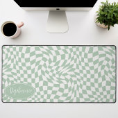 Retro Wave: Modern Wavy Mint Groen dambord Bureaumat