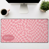 Retro Wave: Modern Wavy Roze dambord patroon Bureaumat