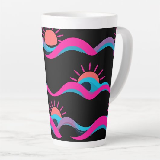 Retro Wave Mok Design – 80s Geometrische Zon & Gol (Rechterhoek)