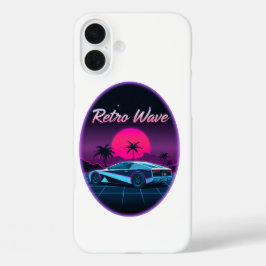 "Retro Wave" Neon Sunset iPhone 16 Plus Hoesje