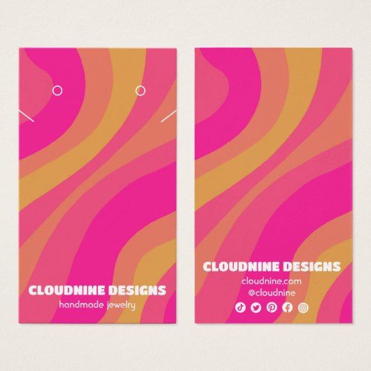 Retro Wave Oorbel Ketting Sieraden Display Kaart (Voorkant /achterkant)