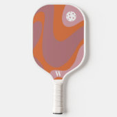Retro Wave Oranje en Paarse Modern Monogram Pickleball Paddle (Achterkant)