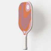 Retro Wave Oranje en Paarse Modern Monogram Pickleball Paddle (Links)