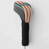 Retro Wave Pin Strepen met Naam Golfheadcover (Schuin)