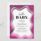 Retro Wave Pink Girl Baby shower Kaart (Voorkant)