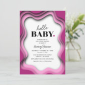 Retro Wave Pink Girl Baby shower Kaart (Staand voorkant)