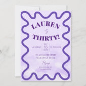 Retro Wave rand 30e verjaardag feestuitnodiging Kaart (Voorkant)