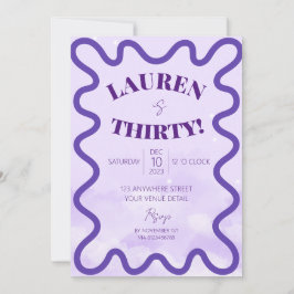 Retro Wave rand 30e verjaardag feestuitnodiging Kaart